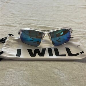 Under Armour Clear Frame Sunglasses with Blue Lenses for Baseball